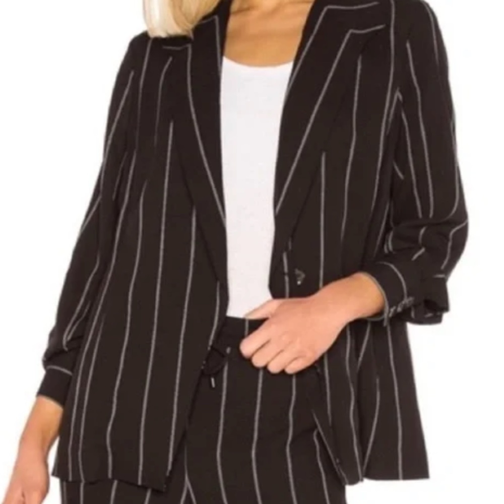 Anine Bing Striped Single Button Blazer Jacket & Drawstring Pants